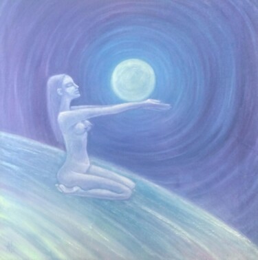 Картина под названием "The lunar nature of…" - Anzhella Shmidtkhen, Подлинное произведение искусства, Масло