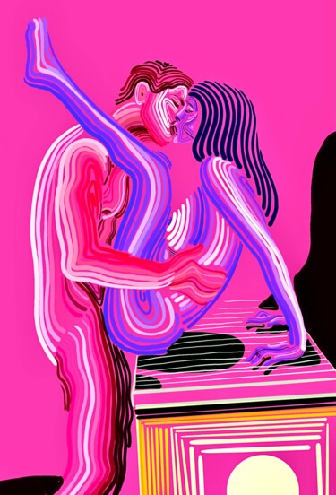 Картина под названием "erotic 5" - Anzor Valetov, Подлинное произведение искусства, Цифровая живопись Установлен на Деревянн…