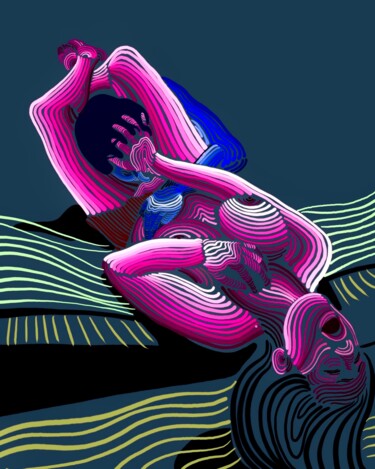 Painting titled "erotic 7" by Anzor Valetov, Original Artwork, Digital Painting Mounted on Wood Stretcher frame
