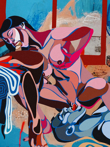 Painting titled "spots erotic 1" by Anzor Valetov, Original Artwork, Oil Mounted on Wood Stretcher frame