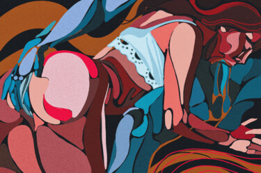 Картина под названием "spots erotic 17" - Anzor Valetov, Подлинное произведение искусства, Масло Установлен на Деревянная ра…