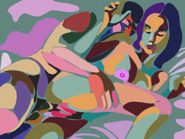 Painting titled "spots erotic 21" by Anzor Valetov, Original Artwork, Oil Mounted on Wood Stretcher frame