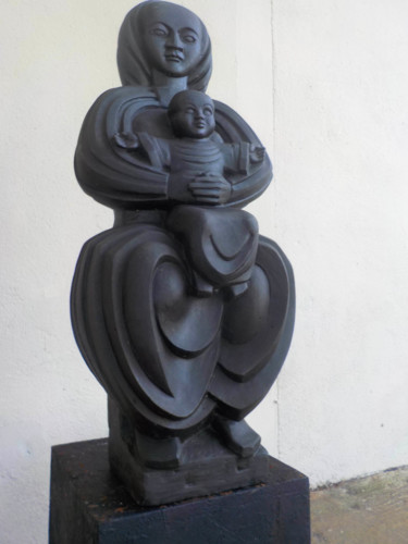 Sculpture intitulée "vierge à l'enfant" par Olivier Hebert, Œuvre d'art originale