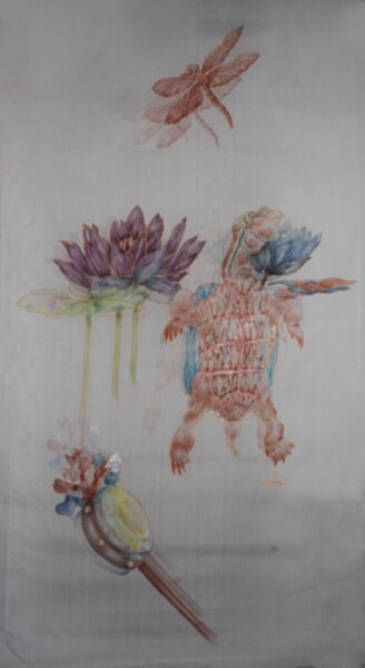 Textile Art titled "Monet's Garden Turt…" by Aomi Kikuchi, Original Artwork, Fabric