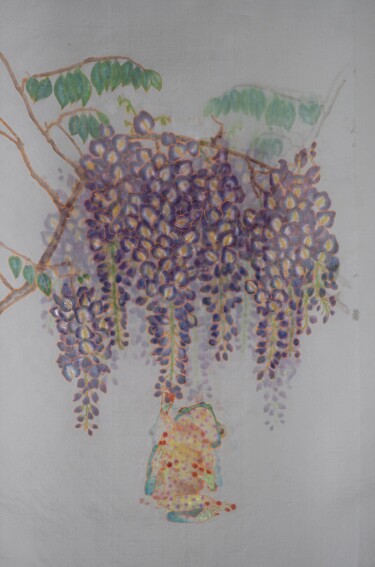 Textile Art titled "Monet's Garden Wist…" by Aomi Kikuchi, Original Artwork, Fabric