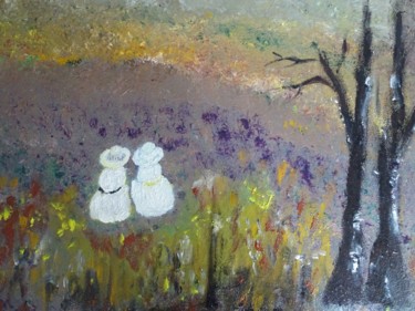 Painting titled "La campagne" by Marion Myriam, Original Artwork, Acrylic
