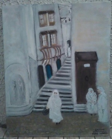 「La casbah」というタイトルの絵画 Taous Hammoucheによって, オリジナルのアートワーク, オイル