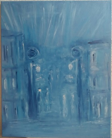 Painting titled "Azur" by Taous Hammouche, Original Artwork, Oil