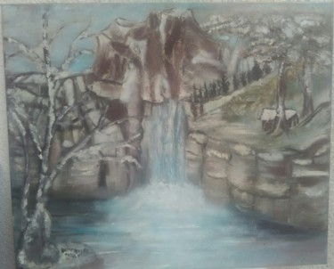 Painting titled "Cascade" by Taous Hammouche, Original Artwork, Oil
