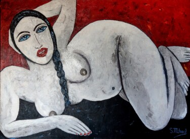 Peinture intitulée "White Nude" par Michael Aoun, Œuvre d'art originale, Acrylique