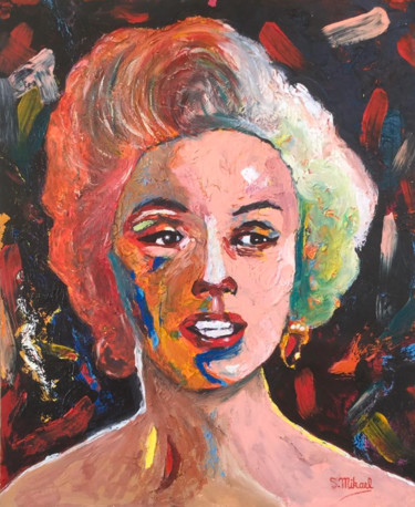 Painting titled "Marylin" by Michael Aoun, Original Artwork, Acrylic Mounted on Cardboard