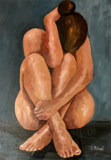 Painting titled "The break up" by Michael Aoun, Original Artwork, Oil Mounted on Cardboard