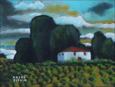 Картина под названием "Vignoble d'Italie" - André Potvin, Подлинное произведение искусства, Акрил