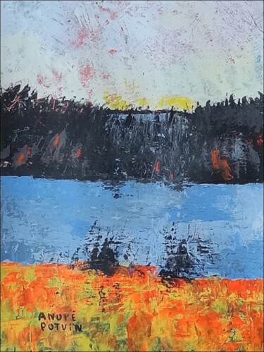 Peinture intitulée "Orange en saison" par André Potvin, Œuvre d'art originale, Acrylique