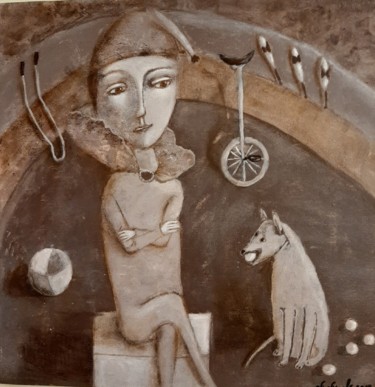 제목이 "На манеже"인 미술작품 Анна Милькис로, 원작, 아크릴 나무 들것 프레임에 장착됨