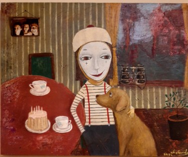 Peinture intitulée "День рождения" par Anna Milkis, Œuvre d'art originale, Acrylique Monté sur Châssis en bois