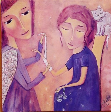 Pintura titulada "Ангел рядом" por Anna Milkis, Obra de arte original, Acrílico
