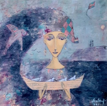 Картина под названием ""Авось"" - Анна Милькис, Подлинное произведение искусства, Акрил Установлен на Деревянная рама для но…