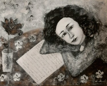 Картина под названием "Письмо" - Анна Милькис, Подлинное произведение искусства, Акрил