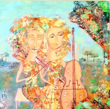 Pittura intitolato "Мелодия" da Anna Milkis, Opera d'arte originale, Acrilico Montato su Telaio per barella in legno