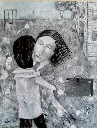 Картина под названием "Уже не мы" - Анна Милькис, Подлинное произведение искусства, Акрил Установлен на Деревянная рама для…