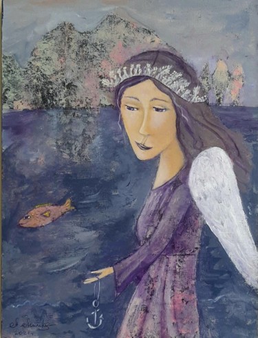 Malerei mit dem Titel "Надежда" von Anna Milkis, Original-Kunstwerk, Acryl Auf Keilrahmen aus Holz montiert