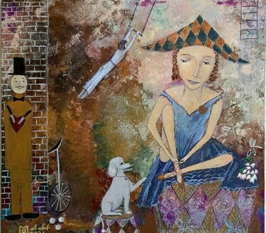 Painting titled "Мой цирк" by Anna Milkis, Original Artwork, Acrylic Mounted on Wood Stretcher frame