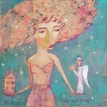 Картина под названием "Мир вашему дому" - Анна Милькис, Подлинное произведение искусства, Акрил Установлен на Деревянная рам…