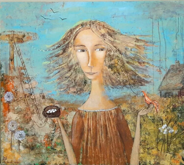 Картина под названием "Решение" - Анна Милькис, Подлинное произведение искусства, Акрил Установлен на Деревянная панель