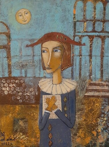 Pintura titulada "Поэт" por Anna Milkis, Obra de arte original, Acrílico Montado en Panel de madera