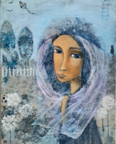 Картина под названием "Взгляд" - Анна Милькис, Подлинное произведение искусства, Акрил