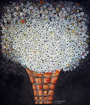 Pintura titulada "Flores Blancas-Whit…" por Antonio Perez Bornot, Obra de arte original, Oleo