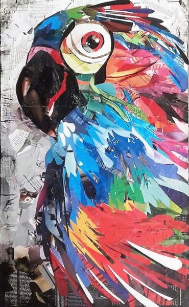 Colagens intitulada "Papagaio" por Ana Almeida, Obras de arte originais, Colagens