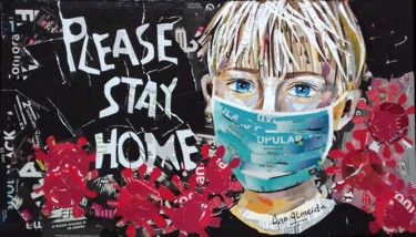 Collages intitolato "Stay Home" da Ana Almeida, Opera d'arte originale, Collages