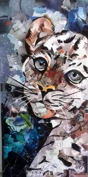 Colagens intitulada "tiger" por Ana Almeida, Obras de arte originais, Colagens