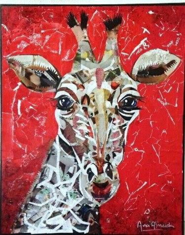 Collagen mit dem Titel "Girafe" von Ana Almeida, Original-Kunstwerk, Collagen