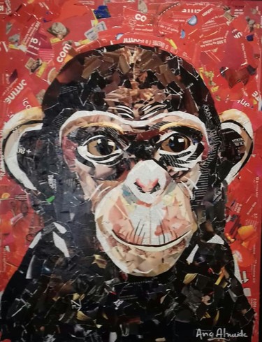 Collages intitolato "Monkey" da Ana Almeida, Opera d'arte originale, Collages