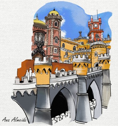 Digital Arts titled "Sintra, Portugal" by Ana Almeida, Original Artwork, Digital Painting