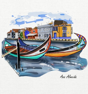 Digital Arts titled "Aveiro - Portugal" by Ana Almeida, Original Artwork, Digital Painting