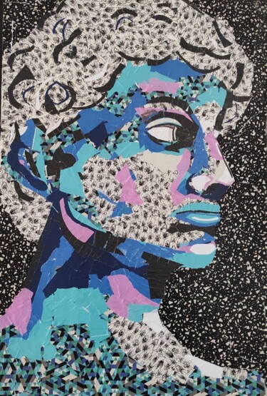 Collages titled "Apolo" by Ana Almeida, Original Artwork, Collages Mounted on Wood Stretcher frame