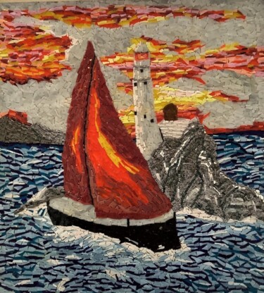 Γλυπτική με τίτλο "Sunset" από Αφροδιτη Ζαμπετακη, Αυθεντικά έργα τέχνης, Ψηφιδωτό