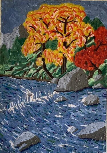 Scultura intitolato "autumn scenery" da Αφροδιτη Ζαμπετακη, Opera d'arte originale, Mosaico