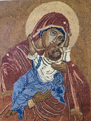 Γλυπτική με τίτλο "Virgin Mary" από Αφροδιτη Ζαμπετακη, Αυθεντικά έργα τέχνης, Ψηφιδωτό