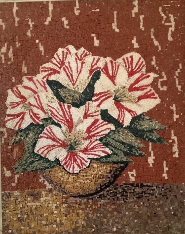 Skulptur mit dem Titel "lilies" von Aphrodite Zampetake, Original-Kunstwerk, Mosaik