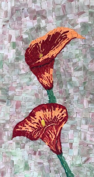 Sculpture titled "Calla lily flowers" by Aphrodite Zampetake, Original Artwork, Mosaic