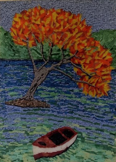 Escultura intitulada "Δέντρο μέσα στη λίμ…" por Aphrodite Zampetake, Obras de arte originais, Mosaico