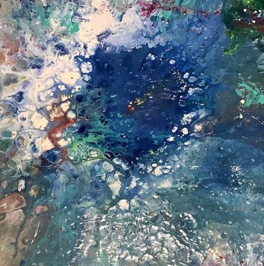 Картина под названием "Volcanic lake 1" - Αφροδιτη Ζαμπετακη, Подлинное произведение искусства, Акрил
