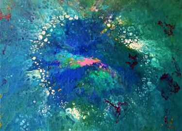 Malerei mit dem Titel "Volcanic lake 2" von Aphrodite Zampetake, Original-Kunstwerk, Acryl