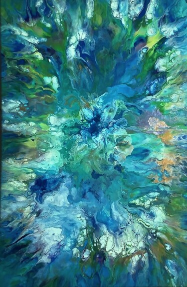 Картина под названием "Alien seascape 1" - Αφροδιτη Ζαμπετακη, Подлинное произведение искусства, Акрил Установлен на Деревян…