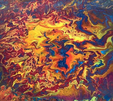 Pintura titulada "Molten lava meets t…" por Aphrodite Zampetake, Obra de arte original, Acrílico